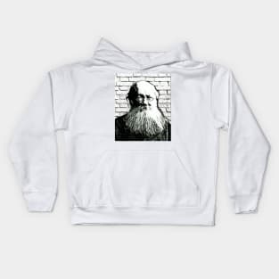 Peter Kropotkin Black and White Portrait | Peter Kropotkin Artwork 12 Kids Hoodie